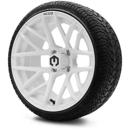 MODZ® 15" Matrix Glossy White  Wheels & Street Tires Combo (Arisun Cruze 215/35-15)