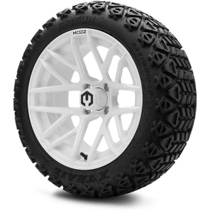 MODZ® 15" Matrix Glossy White Wheels & Off-Road Tires Combo (Arisun X-Trail All-Terrain 23x10-15)