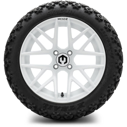 MODZ® 15" Matrix Glossy White Wheels & Off-Road Tires Combo (Xcomp Gladiator Steel Belted Radial 23x10-15)