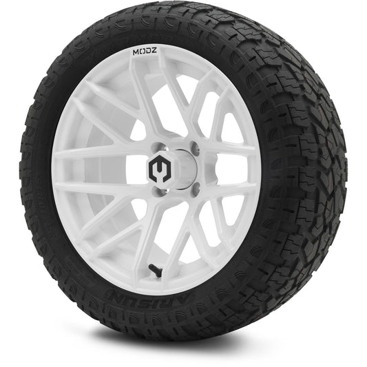 MODZ® 15" Matrix Glossy White Wheels & Off-Road Tires Combo (Arisun X-Armory Steel Belted Radial 23x10-15)