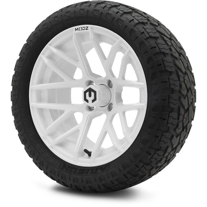 MODZ® 15" Matrix Glossy White Wheels & Off-Road Tires Combo (Xcomp Gladiator Steel Belted Radial 23x10-15)