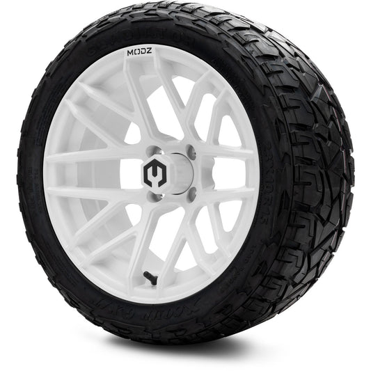 MODZ® 15" Matrix Glossy White Wheels & Off-Road Tires Combo (Xcomp Gladiator Steel Belted Radial 23x10-15)