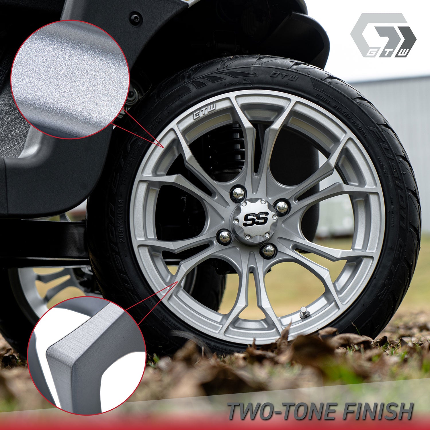 Spyder 12 inch GTW golf cart wheel - Matte Grey