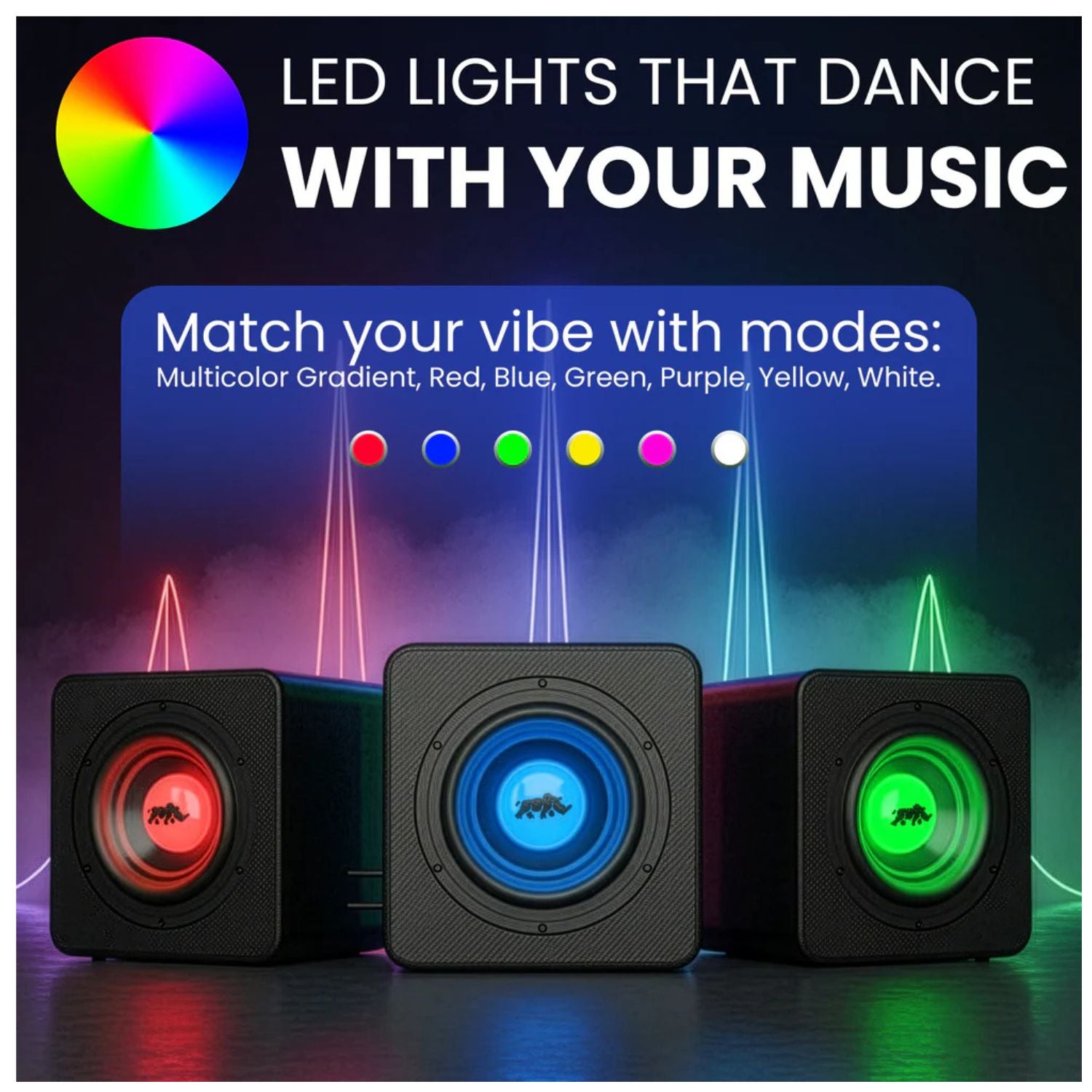 Lithium Rhino Led 8" Subwoofer W/ Aux Cable