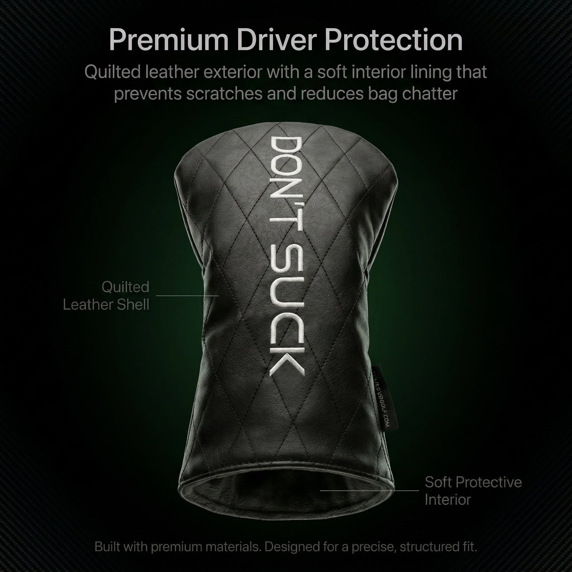 Don’t Suck™ Driver Headcover — Premium Black Diamond Quilted Fit (460cc)