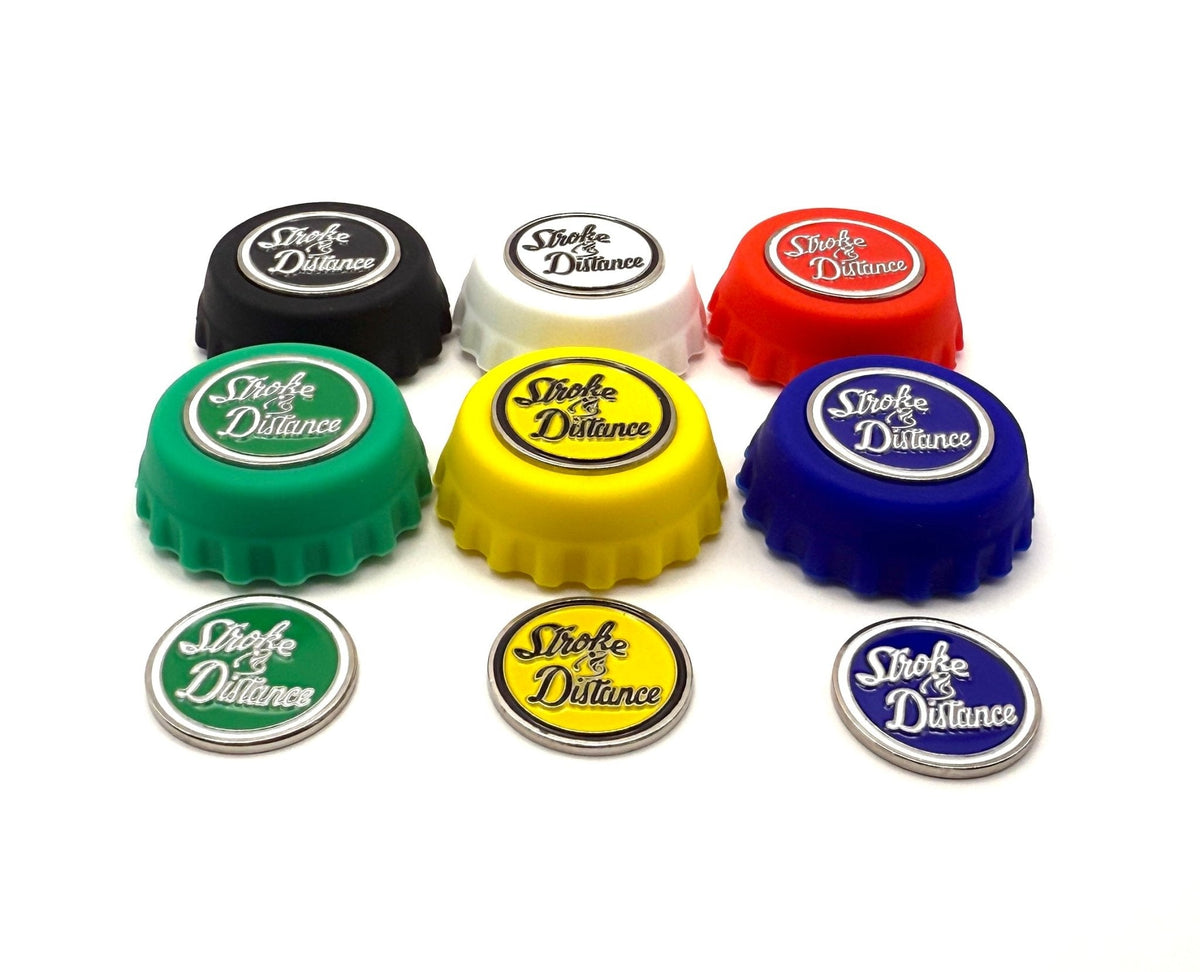 Golfers' Spill-Proof Bottle Cap Tee and Magnetic Ball Marker Variety Pack
