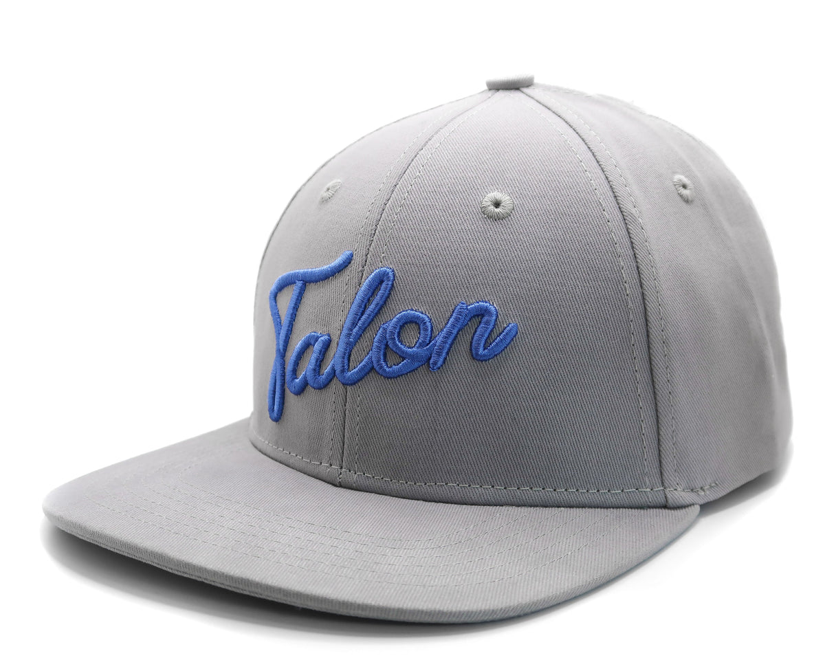 Flat Brim Hat - Grey w/ Royal Script