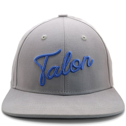 Flat Brim Hat - Grey w/ Royal Script