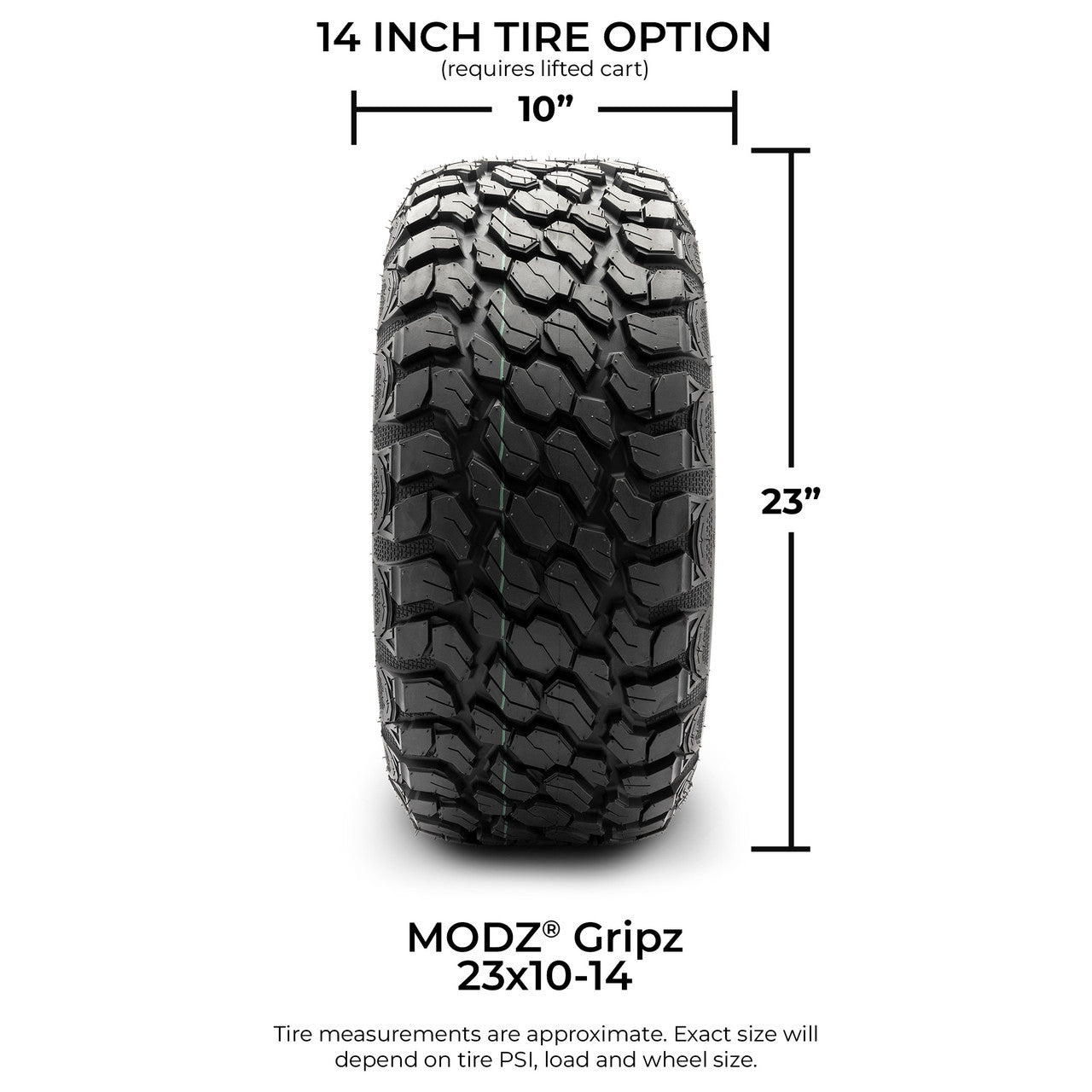 MODZ® 14" Formula Blue and Black Wheels & Off-Road Tires Combo (Xcomp Gladiator 23-10-14 Radial)