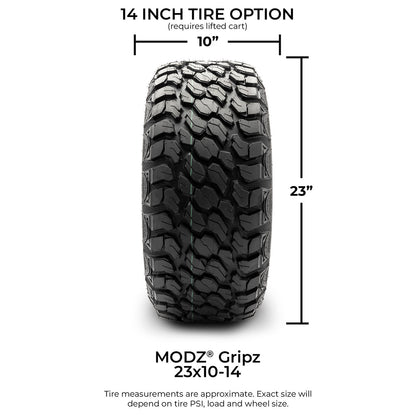 MODZ® 14" Galaxy Glossy Black Wheels & Off-Road Tires Combo (Xcomp Gladiator 23-10-14 Radial)