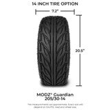 MODZ® 14" Reaper Titanium Gunmetal Wheels & Street Tires Combo (MODZ Guardian 205/30-14)