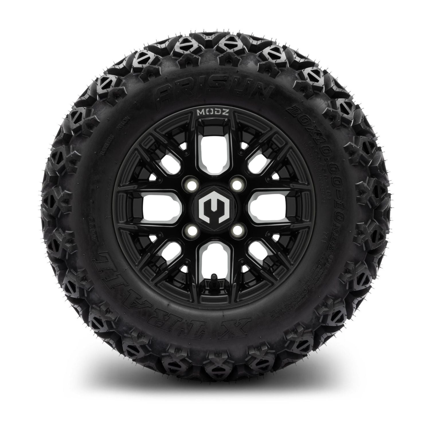 MODZ® 10" Matrix Glossy Black Wheels & Off-Road Tires Combo