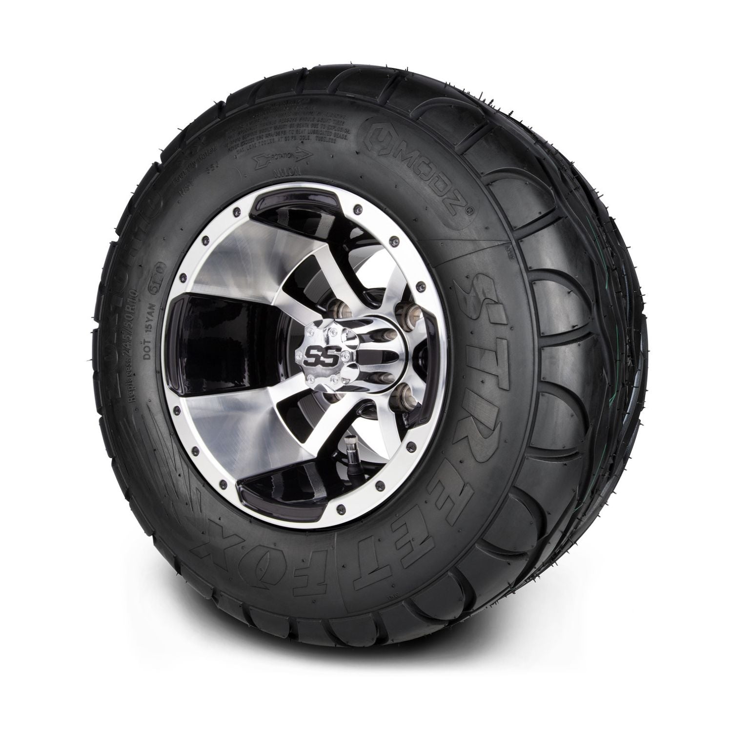MODZ® 10" Storm Trooper Machined Black Wheels & Street Tires Combo (MODZ Street Fox Radial 20x10-10)