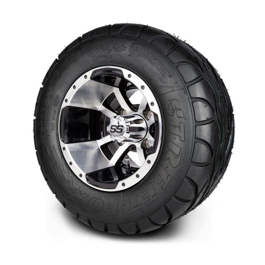 MODZ® 10" Storm Trooper Machined Black Wheels & Street Tires Combo (MODZ Street Fox Radial 20x10-10)