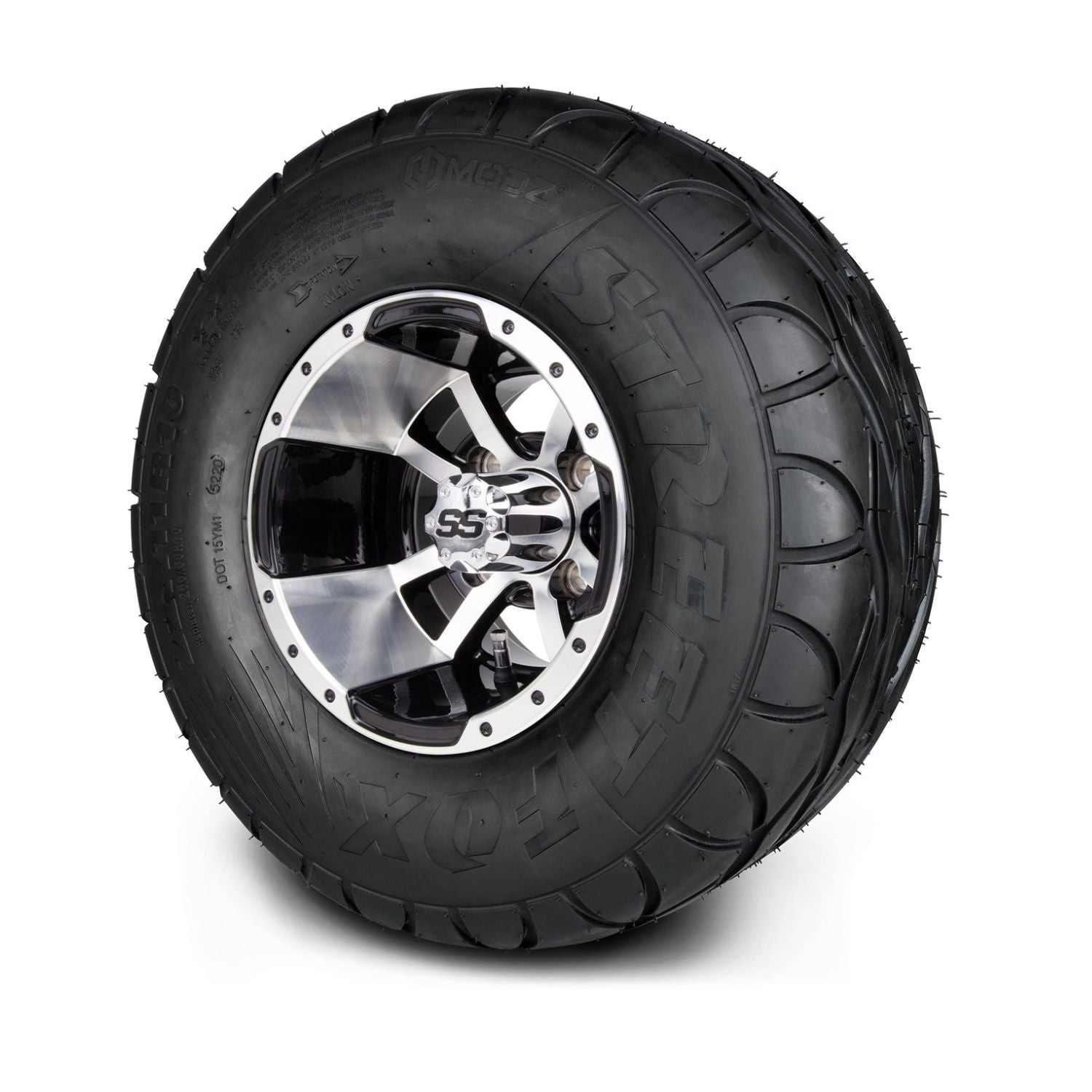 MODZ® 10" Storm Trooper Machined Black Wheels & Street Tires Combo (MODZ Street Fox Radial 22x11-10)