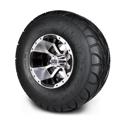 MODZ® 10" Storm Trooper Machined Black Wheels & Street Tires Combo (MODZ Street Fox Radial 22x11-10)