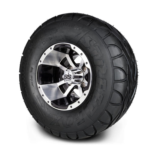 MODZ® 10" Storm Trooper Machined Black Wheels & Street Tires Combo (MODZ Street Fox Radial 22x11-10)