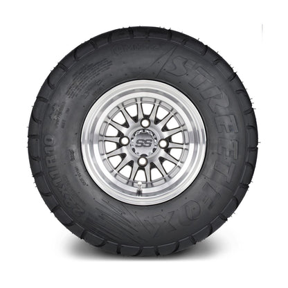 MODZ® 10" Medusa Machined Black Wheels & Street Tires Combo (MODZ Street Fox Radial 22x11-10)