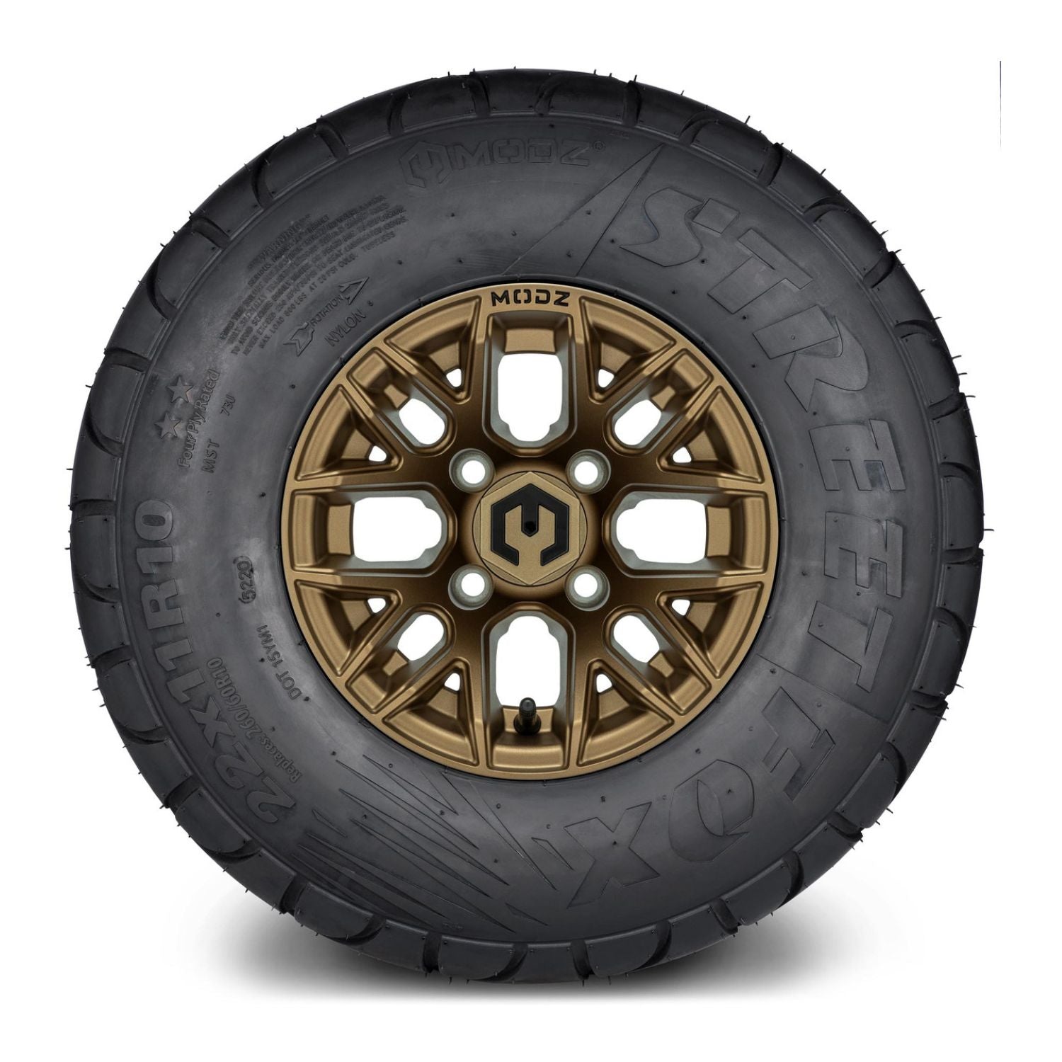 MODZ® 10" Matrix Matte Bronze Wheels & Street Tires Combo (MODZ Street Fox Radial 22x11-10)