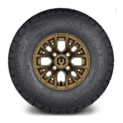 MODZ® 10" Matrix Matte Bronze Wheels & Street Tires Combo (MODZ Street Fox Radial 22x11-10)