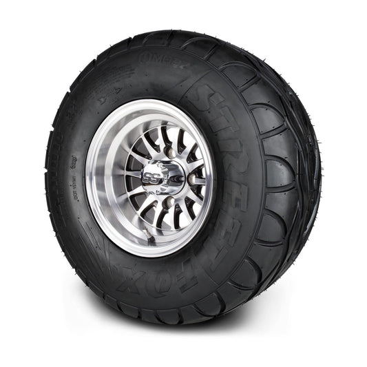 MODZ® 10" Medusa Machined Black Wheels & Street Tires Combo (MODZ Street Fox Radial 22x11-10)