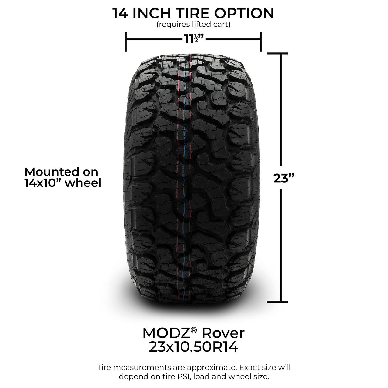 MODZ® 14" Maverick Matte Black Wheels & Off-Road Tires Combo (MODZ Roverz 23x10.50-14)