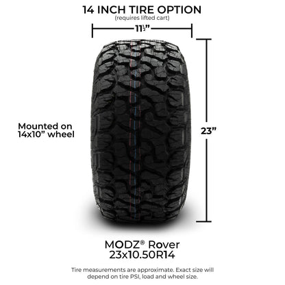 MODZ® 14" Maverick Matte Black Wheels & Off-Road Tires Combo (MODZ Roverz 23x10.50-14)