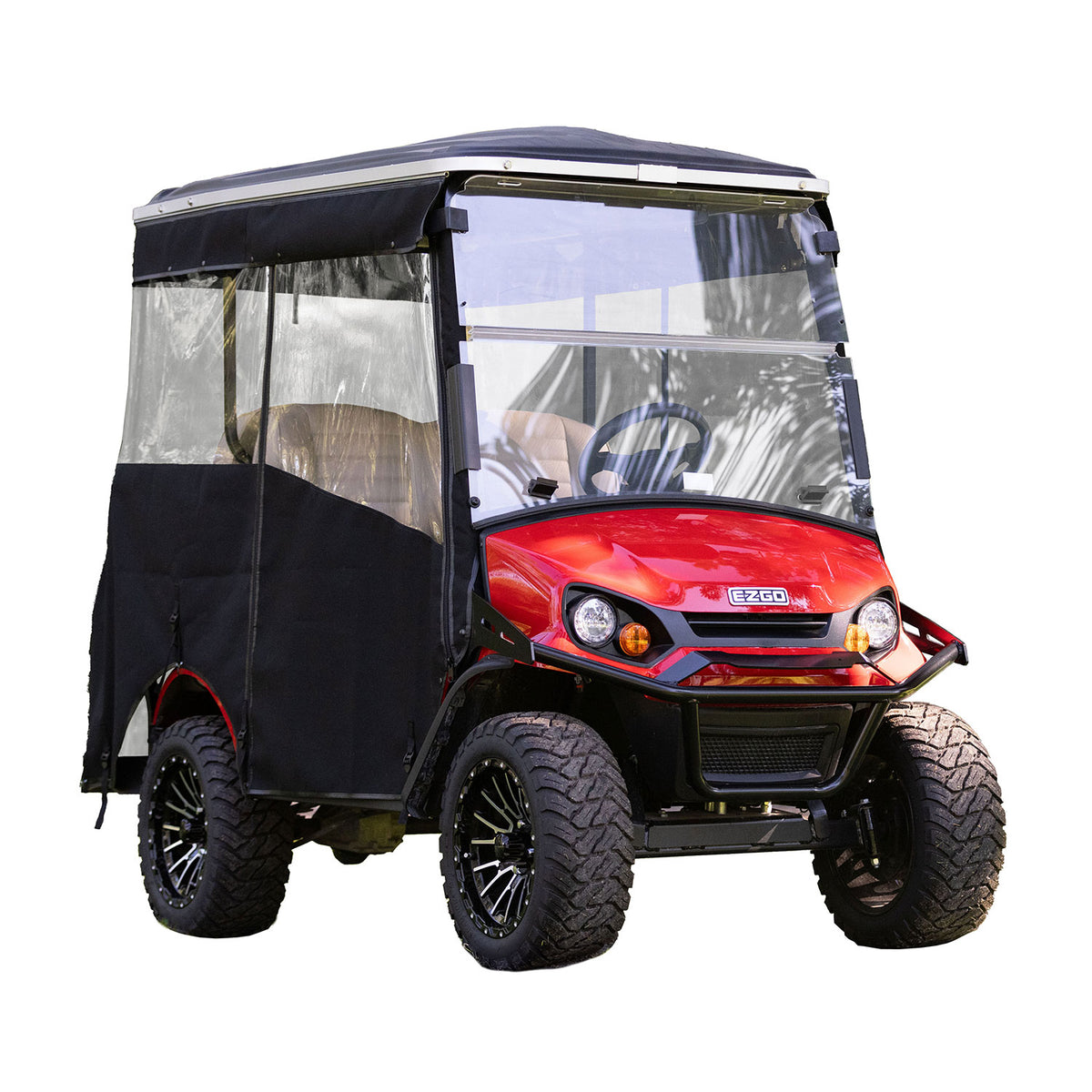 RedDot EZGO Express S4 Elite with 80” Non Modular Top White 3-Sided Track Style Vinyl Enclosure (Years 2023-Up)