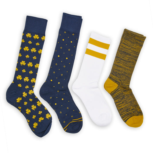 Navy Gold Mixed Socks 4 Pack -A