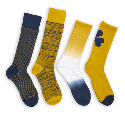 Navy Gold Mixed Socks 4 Pack -B
