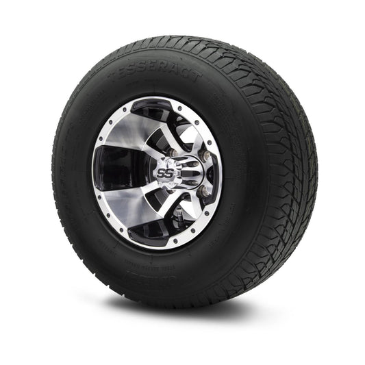 MODZ® 10" Storm Trooper Machined Black Wheels & Street Tires Combo (Odyssey Tesseract Steel-Belted Radial 205/65-R10)