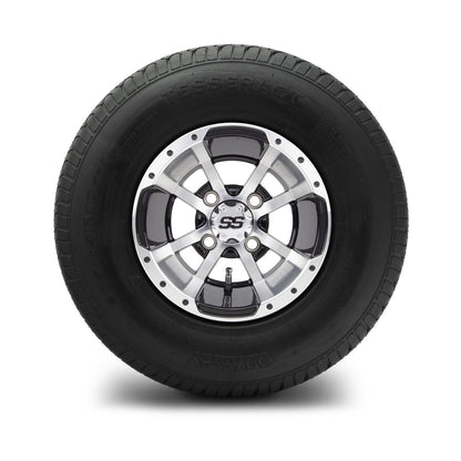 MODZ® 10" Storm Trooper Machined Black Wheels & Street Tires Combo (Odyssey Tesseract Steel-Belted Radial 205/65-R10)