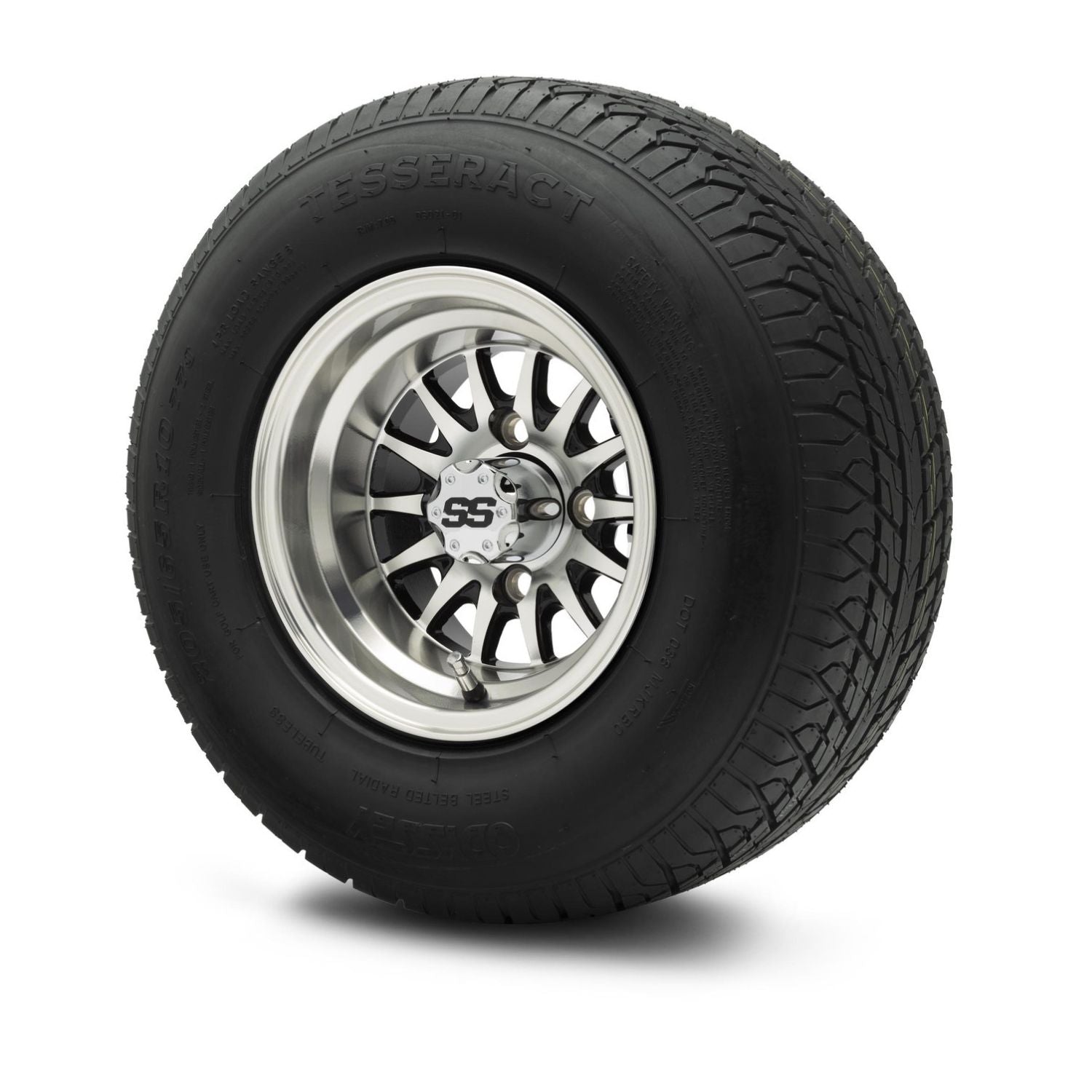 MODZ® 10" Medusa Machined Black Wheels & Street Tires Combo (Odyssey Tesseract Steel-Belted Radial 205/65-R10)
