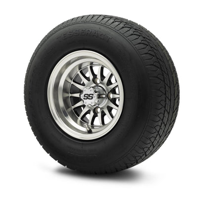 MODZ® 10" Medusa Machined Black Wheels & Street Tires Combo (Odyssey Tesseract Steel-Belted Radial 205/65-R10)