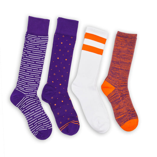 Orange / Purple Mixed Socks 4 Pack-B