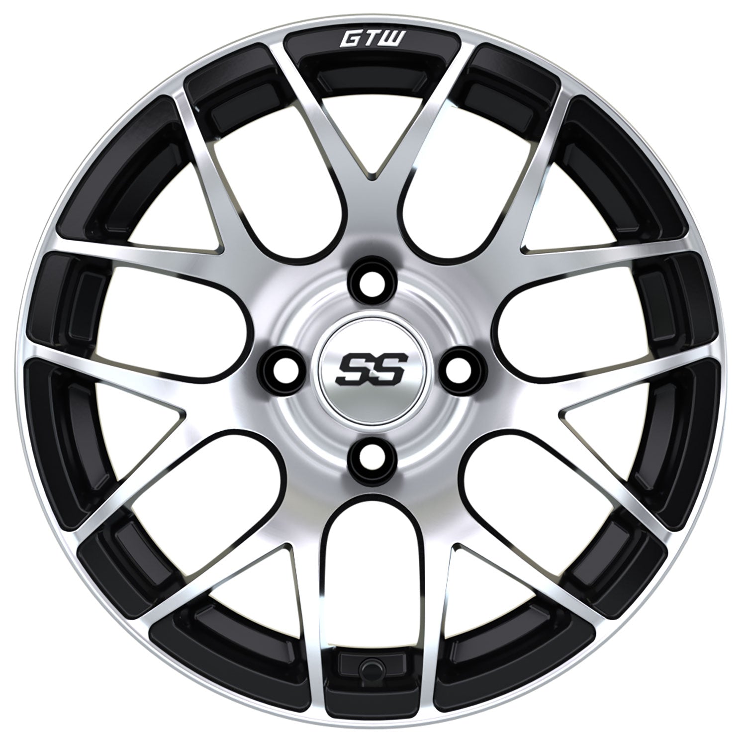 Pursuit 14 inch GTW golf cart wheel - Black / Silver