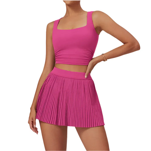 Women's 2 Piece Yoga Set Sports Bra & Short Skirt