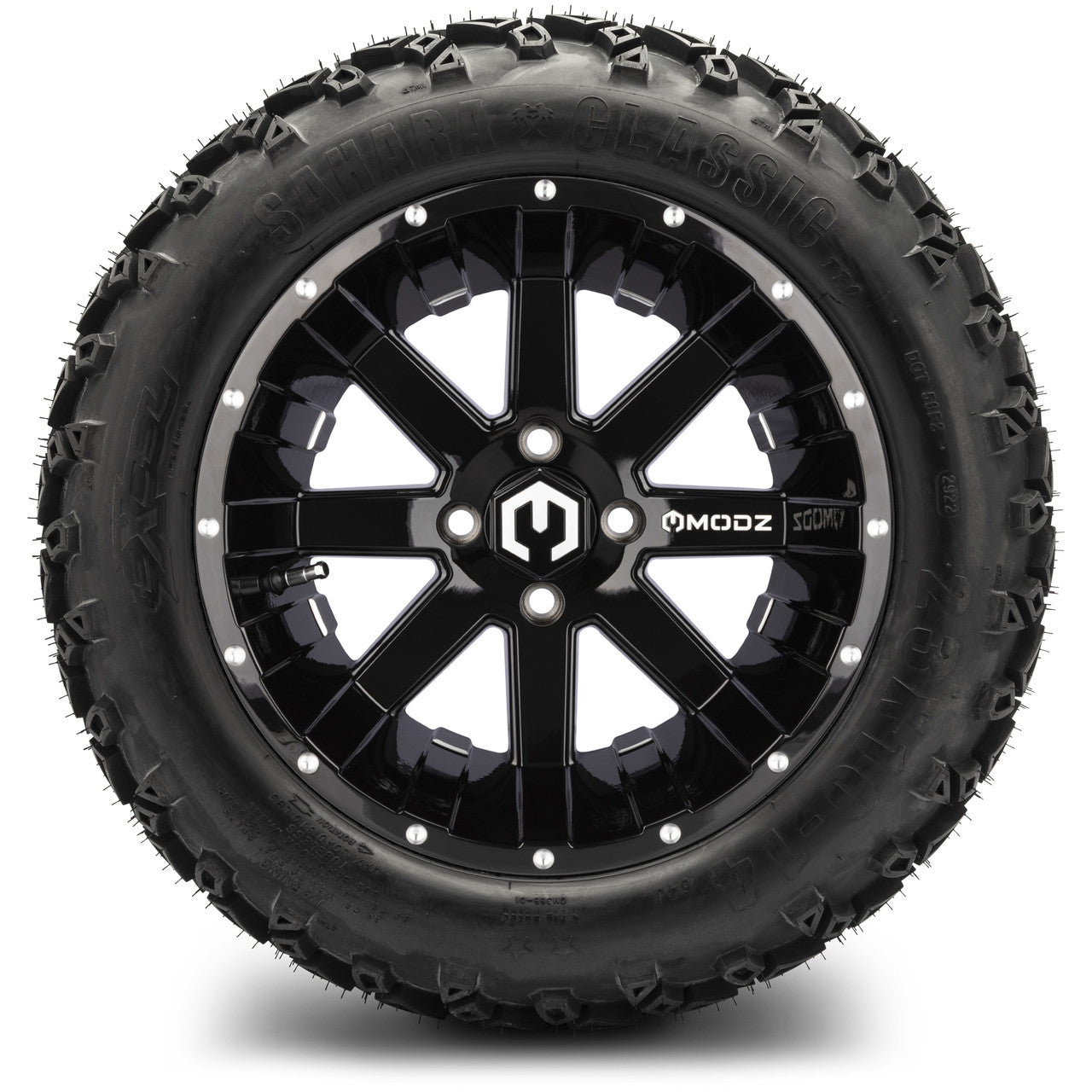 MODZ® 14" Assault Glossy Black with Ball Mill Wheels & Off-Road Tires Combo (Arisun X-Armory All-Terrain 23x10-14 Radial)