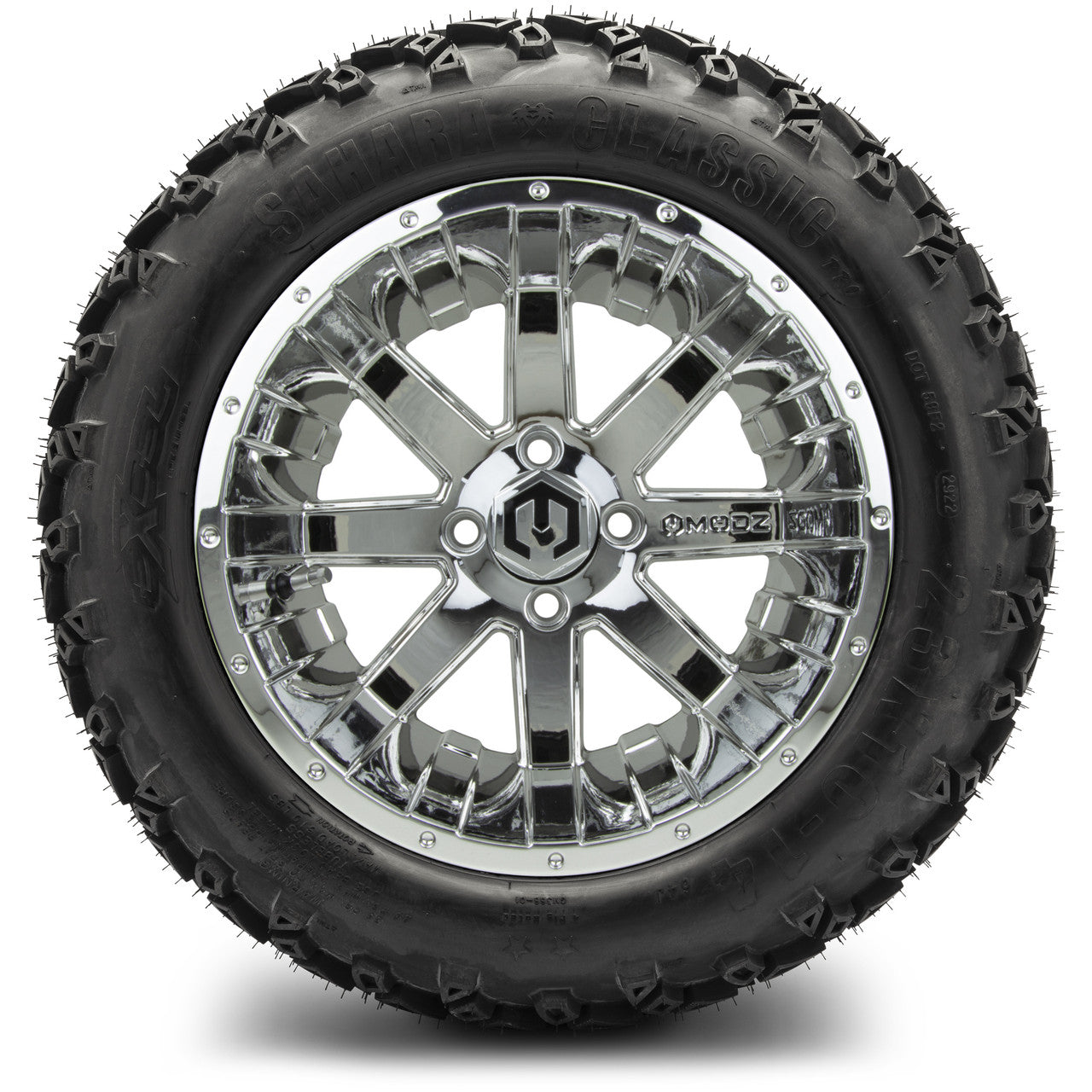 MODZ® 14" Assault Chrome Wheels & Off-Road Tires Combo (Arisun X-Trail All-Terrain 23x10-14)