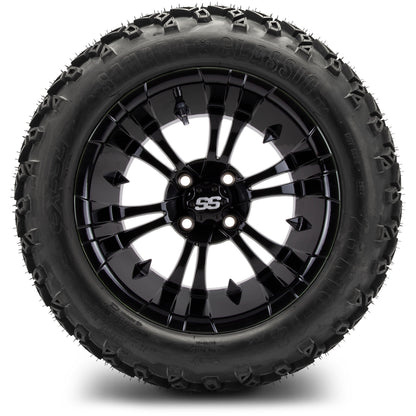 MODZ® 14" Vampire Glossy Black Wheels & Off-Road Tires Combo (Xcomp Gladiator 23-10-14 Radial)