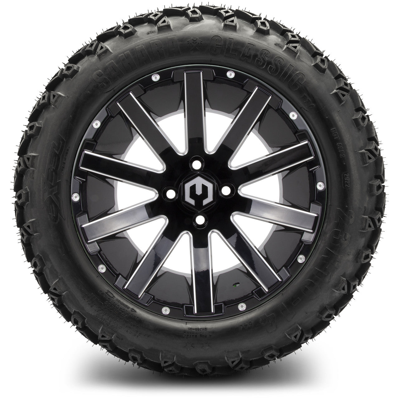 MODZ® 14" Mauler Glossy Black with Ball Mill Wheels & Off-Road Tires Combo (Arisun X-Armory All-Terrain 23x10-14 Radial)