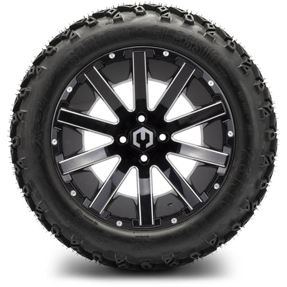MODZ® 14" Mauler Glossy Black with Ball Mill Wheels & Off-Road Tires Combo (Arisun X-Armory All-Terrain 23x10-14 Radial)