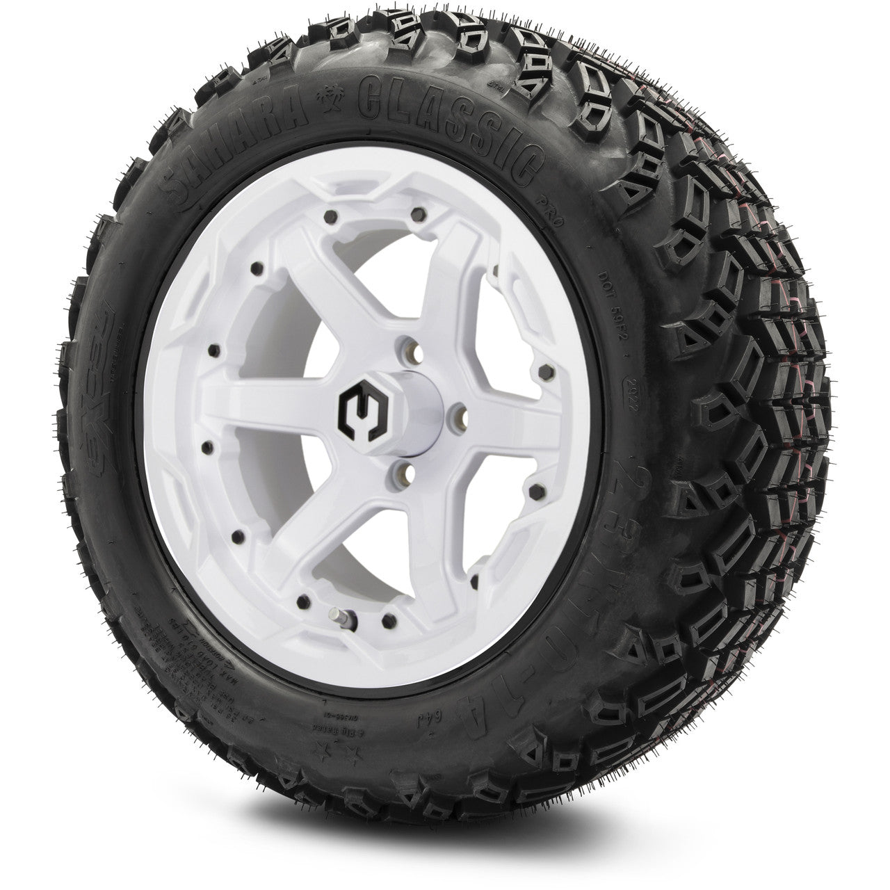 MODZ® 14" Gladiator Glossy White Wheels & Off-Road Tires Combo (Xcomp Gladiator 23-10-14 Radial)