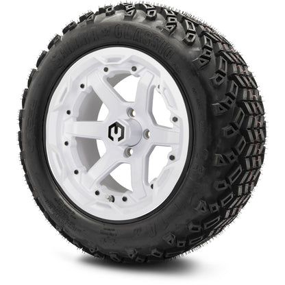 MODZ® 14" Gladiator Glossy White Wheels & Off-Road Tires Combo (Arisun X-Trail All-Terrain 23x10-14)
