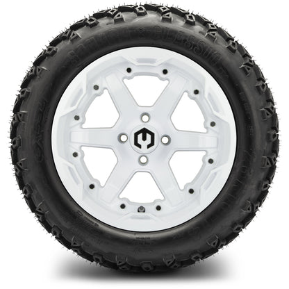 MODZ® 14" Gladiator Glossy White Wheels & Off-Road Tires Combo (Xcomp Gladiator 23-10-14 Radial)