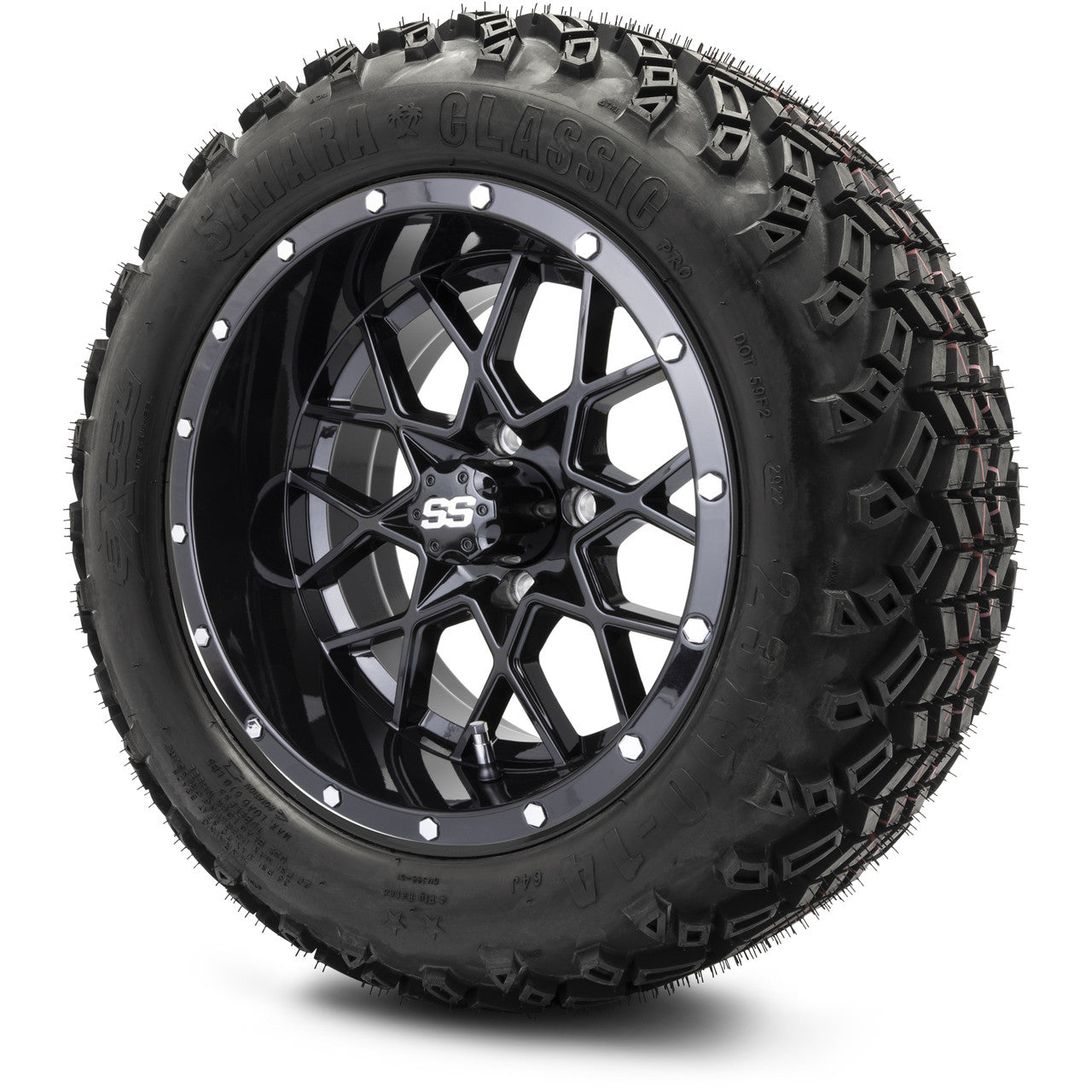 MODZ® 14" Vortex Glossy Black Wheels & Off-Road Tires Combo (Xcomp Gladiator 23-10-14 Radial)