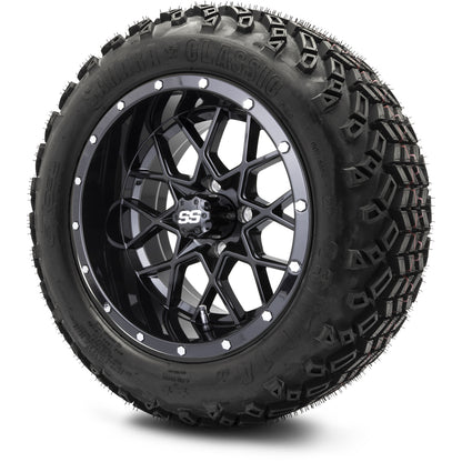 MODZ® 14" Vortex Glossy Black Wheels & Off-Road Tires Combo (Arisun X-Trail All-Terrain 23x10-14)