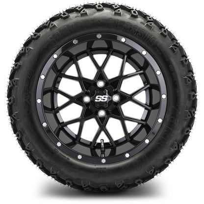 MODZ® 14" Vortex Glossy Black Wheels & Off-Road Tires Combo (Arisun X-Armory All-Terrain 23x10-14 Radial)