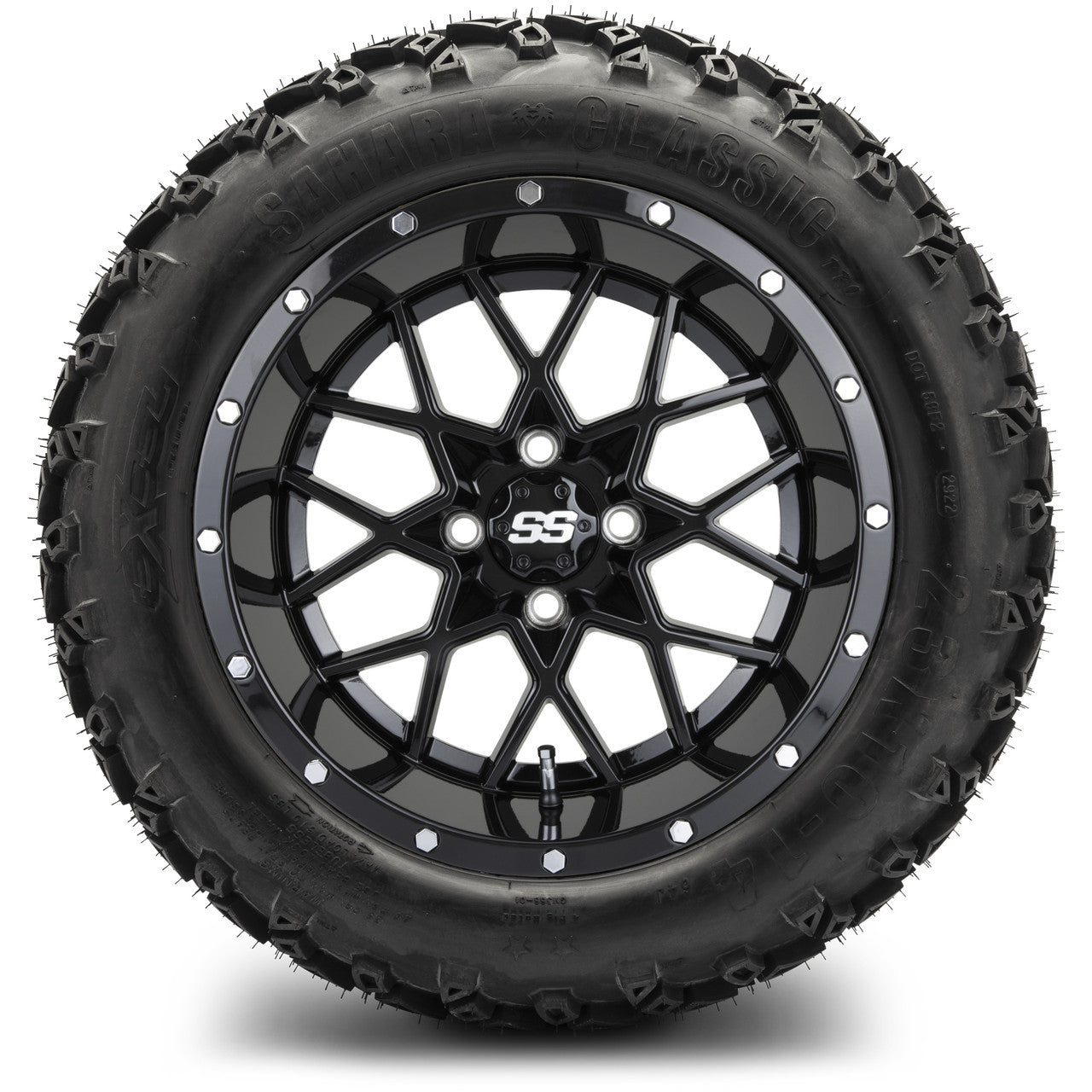 MODZ® 14" Vortex Glossy Black Wheels & Off-Road Tires Combo (Xcomp Gladiator 23-10-14 Radial)