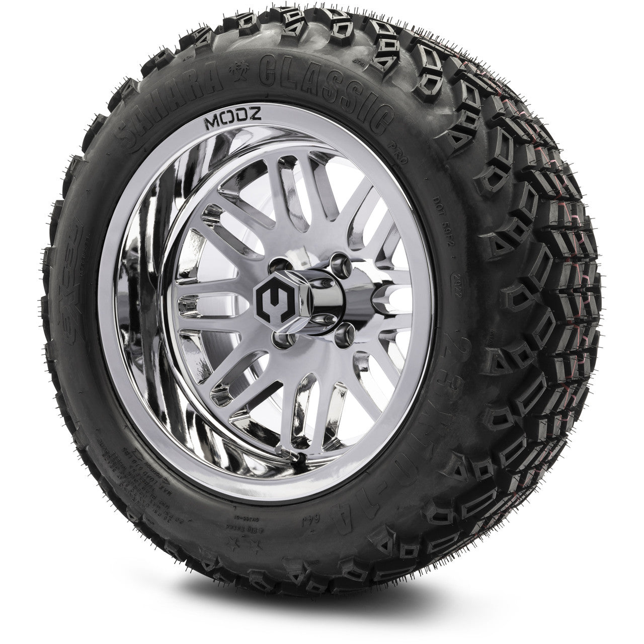 MODZ® 14" Mayhem Chrome Wheels & Off-Road Tires Combo (Xcomp Gladiator 23-10-14 Radial)